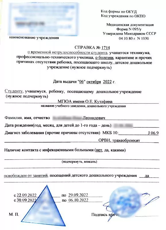 Справка в университет
